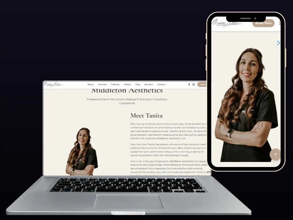 Case Study: Middleton Aesthetics — Semi-Permanent Makeup Website Grantham